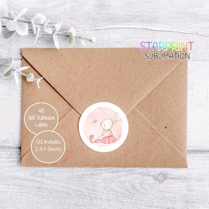 Pegatinas de conejo, 48 etiquetas redondas (2 hojas A4, 24 por hoja), ideales para sellar sobres, bolsas de fiesta, regalos, tarjetas y regalos.