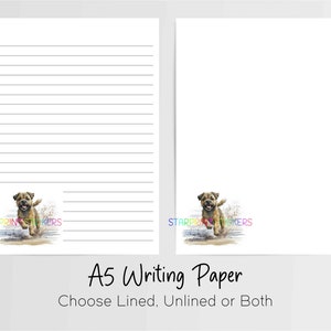 Border Terrier Carta da lettere A5, 10 fogli a righe/non a righe, carta per appunti, cancelleria per amici di penna, set per scrivere lettere, cane