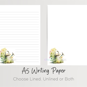 Papel de carta A5 para jardinagem, 10 folhas pautadas/sem pauta, papel de nota divertido para jardim campestre, papelaria para amigos por correspondência, conjunto de cartas