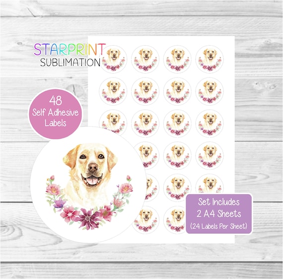 Labrador Retriever yellow Stickers 48 Round Labels 2 A4 - Etsy