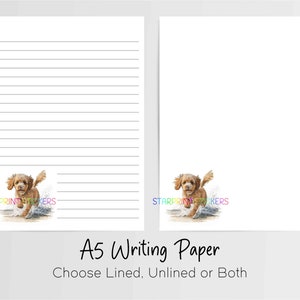 Carta da lettere Cavapoo Apricot A5, 10 fogli a righe/senza righe, carta per appunti, cancelleria Penpal, set per scrivere lettere, cane