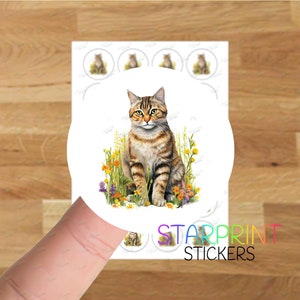 Pegatinas/Sellos de sobre de gato Bobtail, 24 etiquetas redondas, hoja de pegatinas A4 (24 etiquetas por hoja), para bolsas de fiesta, tarjetas y regalos de gatito.