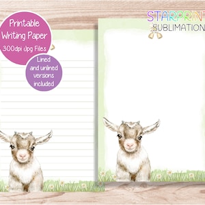 Goat Printable Writing Paper/Digital Download Note Paper/Instant Download A5/US Letter Paper/Downloadable Stationery/Lovely Gift