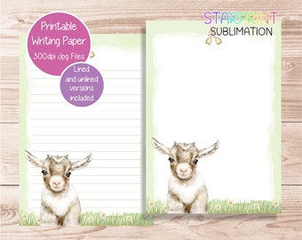 Goat Printable Writing Paper/Digital Download Note Paper/Instant Download A5/US Letter Paper/Downloadable Stationery/Lovely Gift