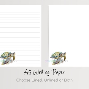 Schrijfpapier zeeschildpad A5, 10 vellen gelinieerd/ongevoerd notitiepapier, penboekje, briefpapier set