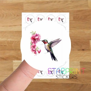 Pegatinas de colibrí/Sellos para sobres, 24 etiquetas redondas A4 (24 etiquetas por hoja), para bolsas de fiesta/tarjetas/regalos, regalo de pájaro