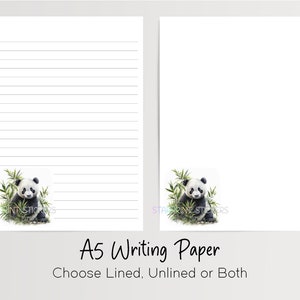 Carta da lettere Panda A5, 10 fogli a righe/non a righe, bella carta per appunti, cancelleria Penpal, set per lettere sulla fauna selvatica