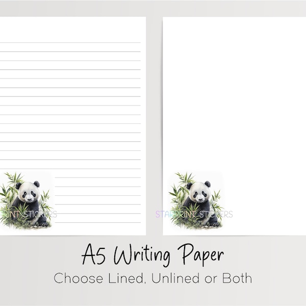 Papier à lettres Panda A5, 10 feuilles avec/sans doublure, avec/sans enveloppes, beau papier à lettres, stylo plume, kit d'écriture de lettres animalier