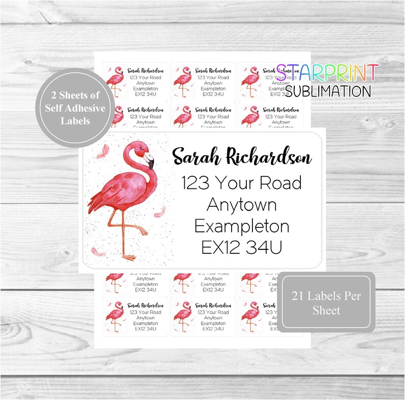 Flamingo Personalised Return Address Labels 42 Custom Self | Etsy