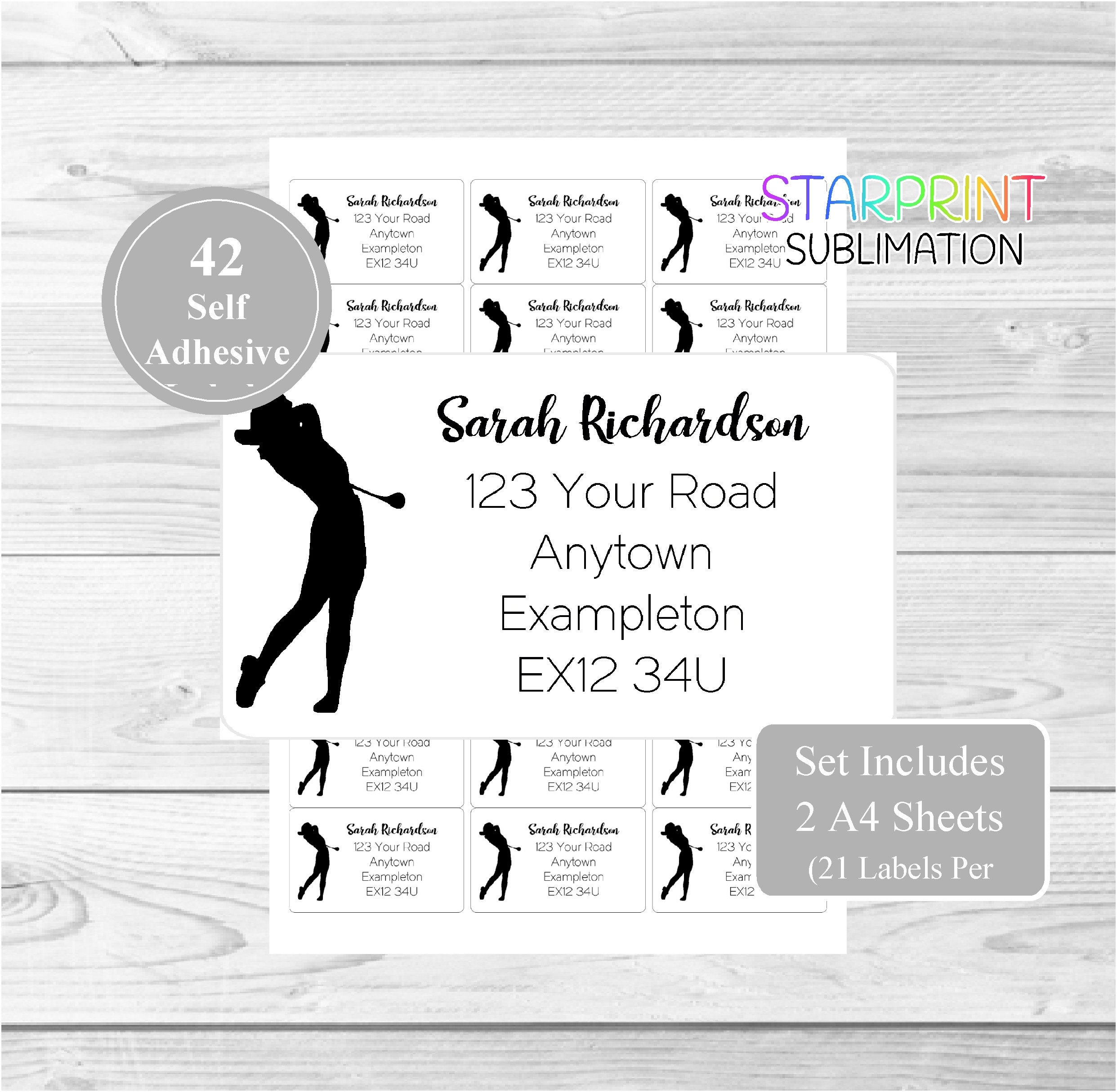 Golf Personalised Return Address Labels 42 Custom Self Etsy UK