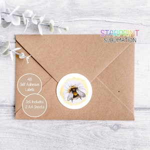 Hommel-/bijstickers, 48 ronde labels (2 A4-vellen, 24 per vel), ideaal voor envelopzegels/Feestzakjes/gunsten/kaarten/handgemaakte producten