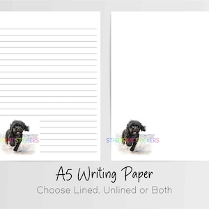 Carta da lettere nera Cavapoo A5, 10 fogli a righe/bianchi, carta per appunti, cancelleria Penpal, set per scrivere lettere, cane