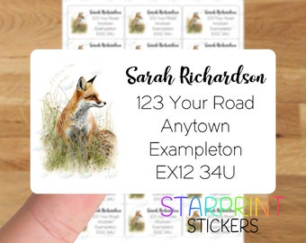 Fox Personalised Address Labels, 21 Custom Self Adhesive Stickers - A4 Sticker Sheet (21 labels per sheet) Presents Present