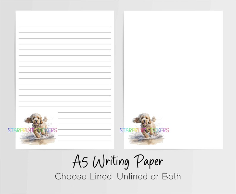 Cockapoo Righting Cockapoo Cream A5 Writing Paper, 10 Sheets Lined/unlined, Note Paper ...