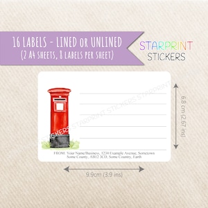 Post Box Labels, 16 Letterbox Stickers (2 A4 Sheets), Personalised &#39;Return Address&#39; Option, Fun Please Deliver to/Product Labels Shipping