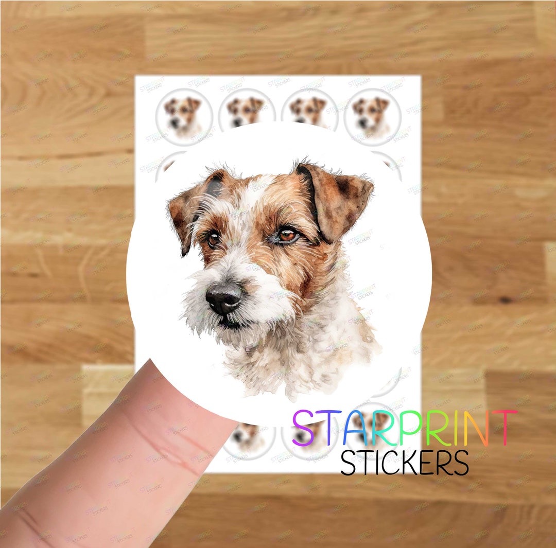 Jack Russell Wire Dog Labels, 24 Round Self Adhesive Stickers, A4 Sheet ...