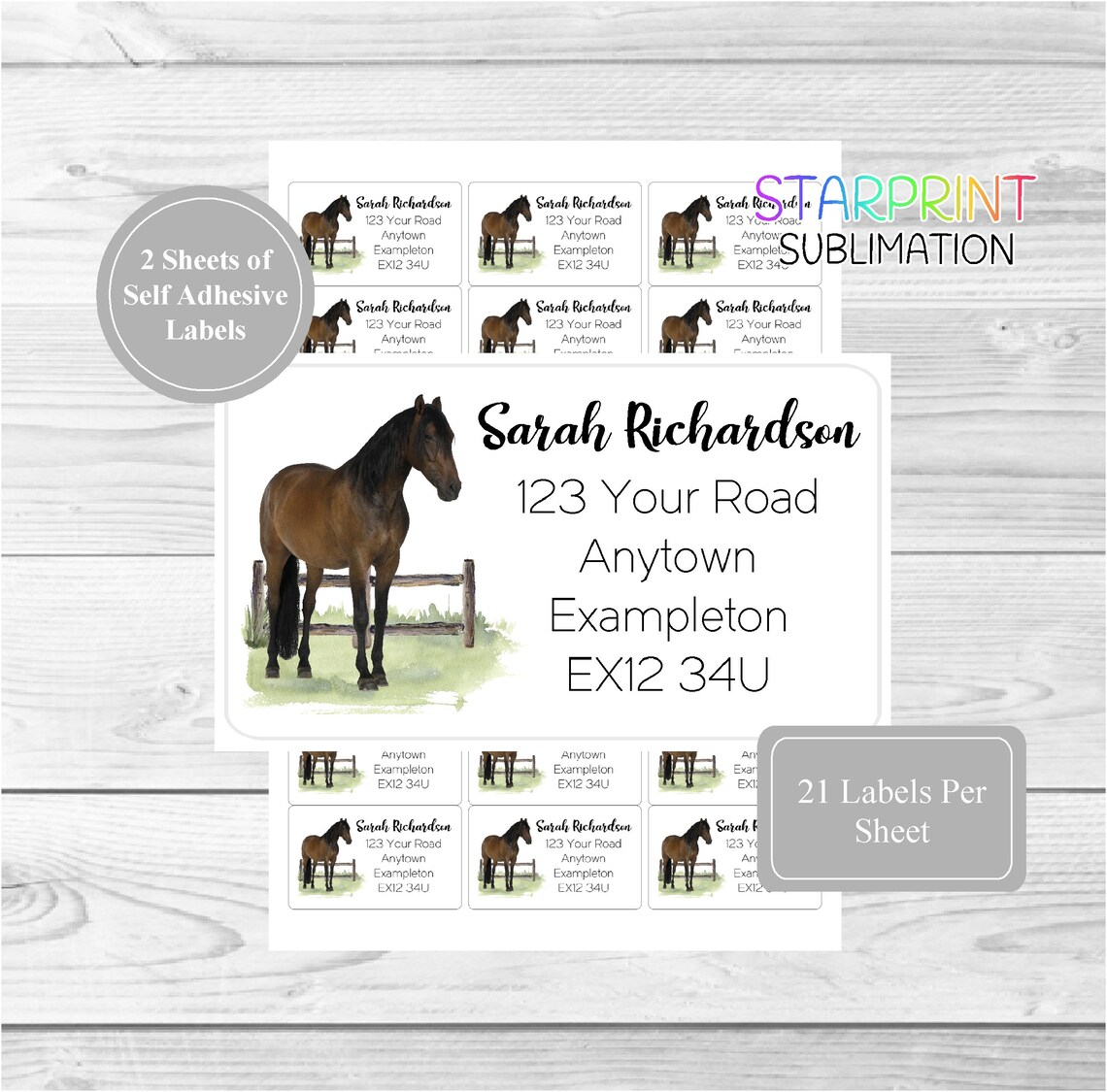 Horse Personalised Return Address Labels 42 Custom Self Etsy