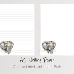 A5-briefpapier olifant, 10 vellen gelinieerd/ongevoerd, notitiepapier safaridieren, penboekje, set brieven