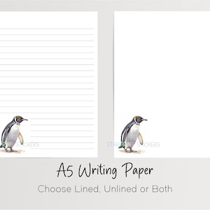 Pinguin A5 Briefpapier, 10 Blatt liniert/unliniert, Briefpapier Set, Aquatic Bird Briefpapier Set