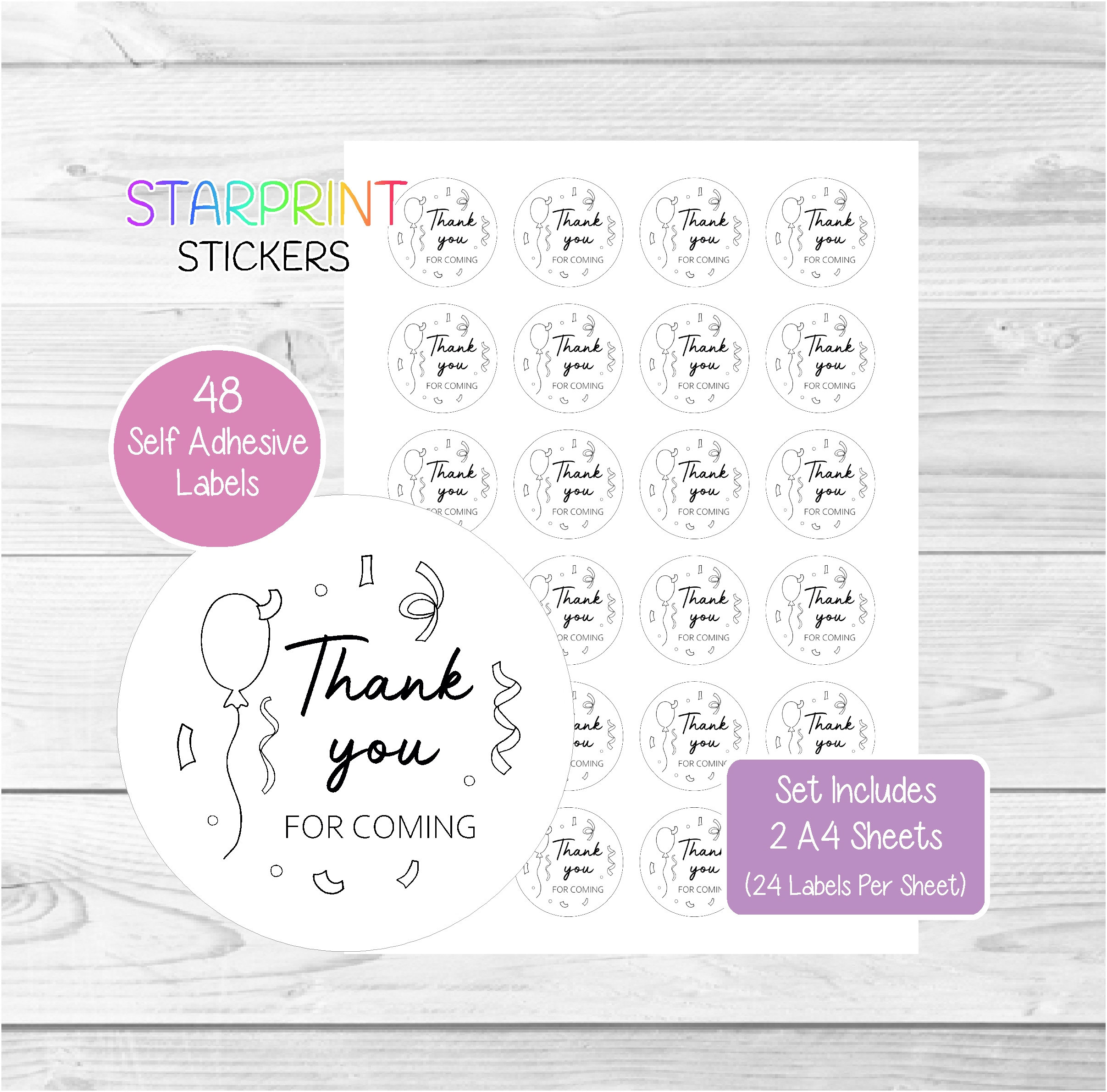 48 Birthday Stickers Personalised Labels Thank You For Coming To