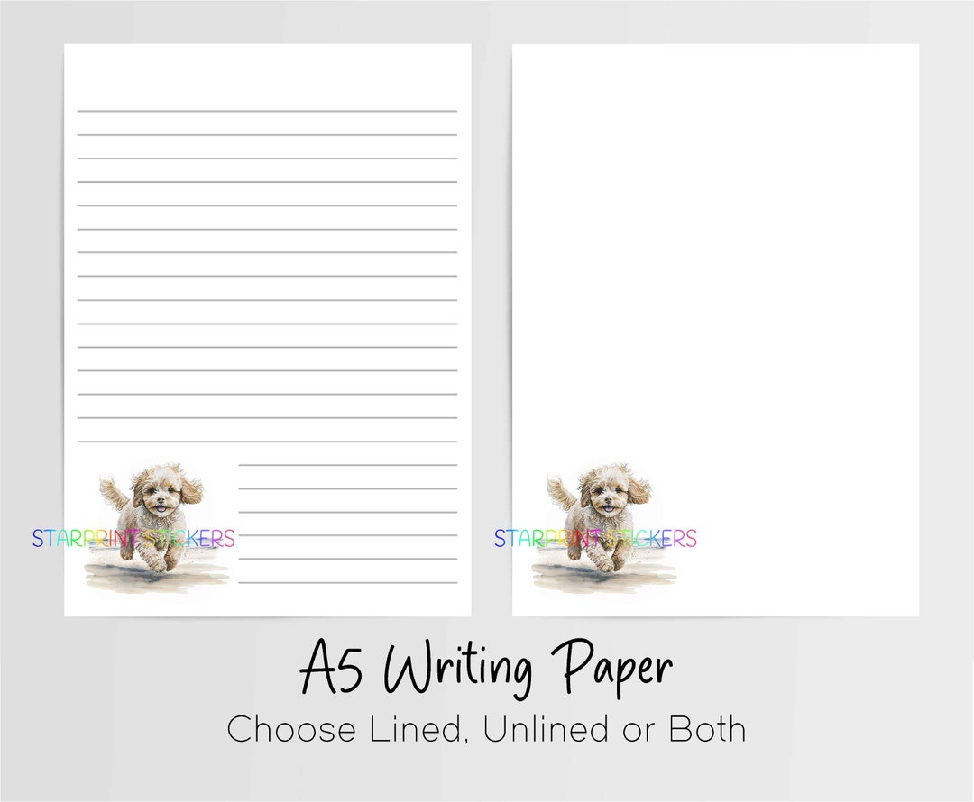 Cavapoo Cream A5 Writing Paper, 10 Sheets Lined/unlined, Note Paper ...