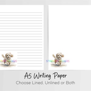Carta da lettere Cavapoo Cream A5, 10 fogli a righe/senza righe, carta per appunti, cancelleria Penpal, set per scrivere lettere, cane