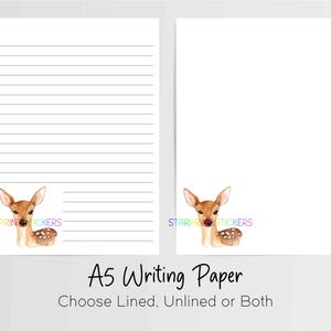 Carta da lettere Deer Fawn A5, 10 fogli di carta per appunti a righe/non a righe, cancelleria Penpal, set per scrivere lettere Countryside