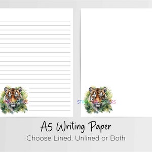 Carta da lettere Tiger A5, 10 fogli a righe/non a righe, carta per appunti, cancelleria Penpal, set per scrivere lettere