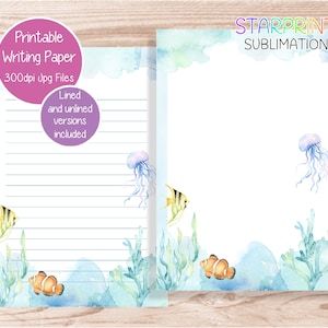 Underwater/Ocean Printable Writing Paper/Digital Download Note Paper/Instant Download A5/US Letter Paper/Downloadable Stationery Set/Gift