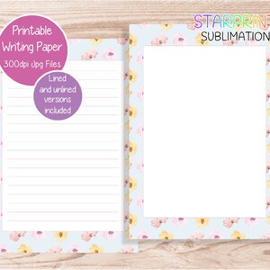 Papel para escribir imprimible con diseño de flores pálidas/Shabby Chic/Papel para notas con descarga digital/Descarga instantánea en tamaño A5/Papel para carta de EE. UU./Papelería descargable