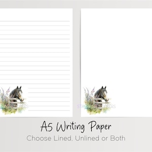 Papel de carta con diseño de caballo, tamaño A5, 10 hojas con rayas o sin rayas, papel para notas, papelería para amigos por correspondencia, juego de escritura de cartas con animales de granja (n.º 2)