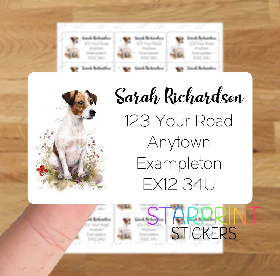 Jack Russell Terrier Dog Smooth Coat Personalised Address Labels, 21 ...