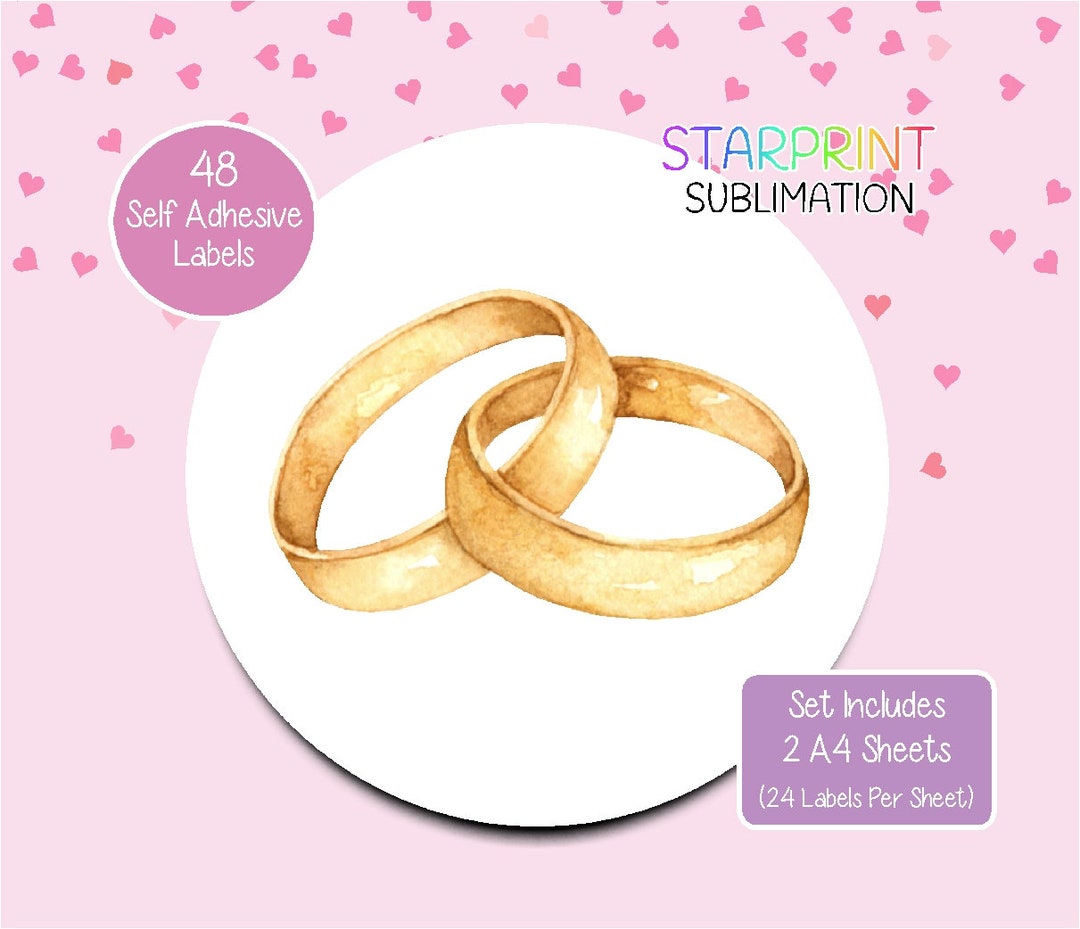 Wedding Ring Stickers/envelope Seals 48 Round Labels 2 A4 Etsy