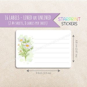 Chamomile Labels, 16 Blank or Lined Multi Purpose Stickers (2 A4 Sheets), Please Deliver to Address/Product Labels Shipping Presents Present