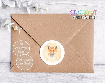 Fox Stickers, 48 Round Labels (2 A4 Sheets, 24 Per Sheet), Great For Envelope Seals/Party Bags/Favours/Cards/Gifts Presents Present