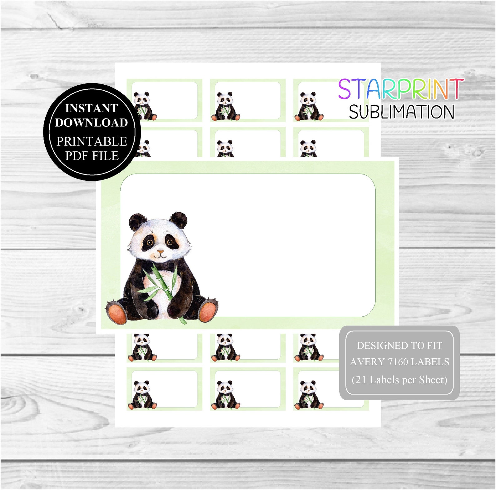 Panda Instant Download Labels Printable PDF File for Avery Etsy