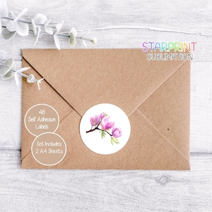 Adesivos Magnolia, 48 etiquetas redondas (2 folhas A4), ótimos para selos de envelopes/lembrancinhas de casamento/produtos artesanais/presentes/cartões e convites
