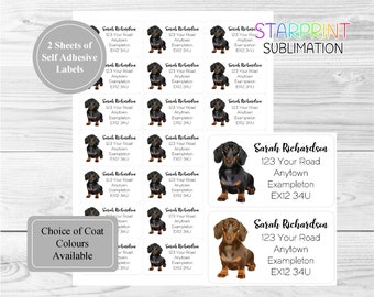 Dachshund (Smooth Haired) Dog Personalised Address Labels, 42 Self Adhesive Stickers - Includes 2 A4 Sticker Sheets (21 per sheet) Presents