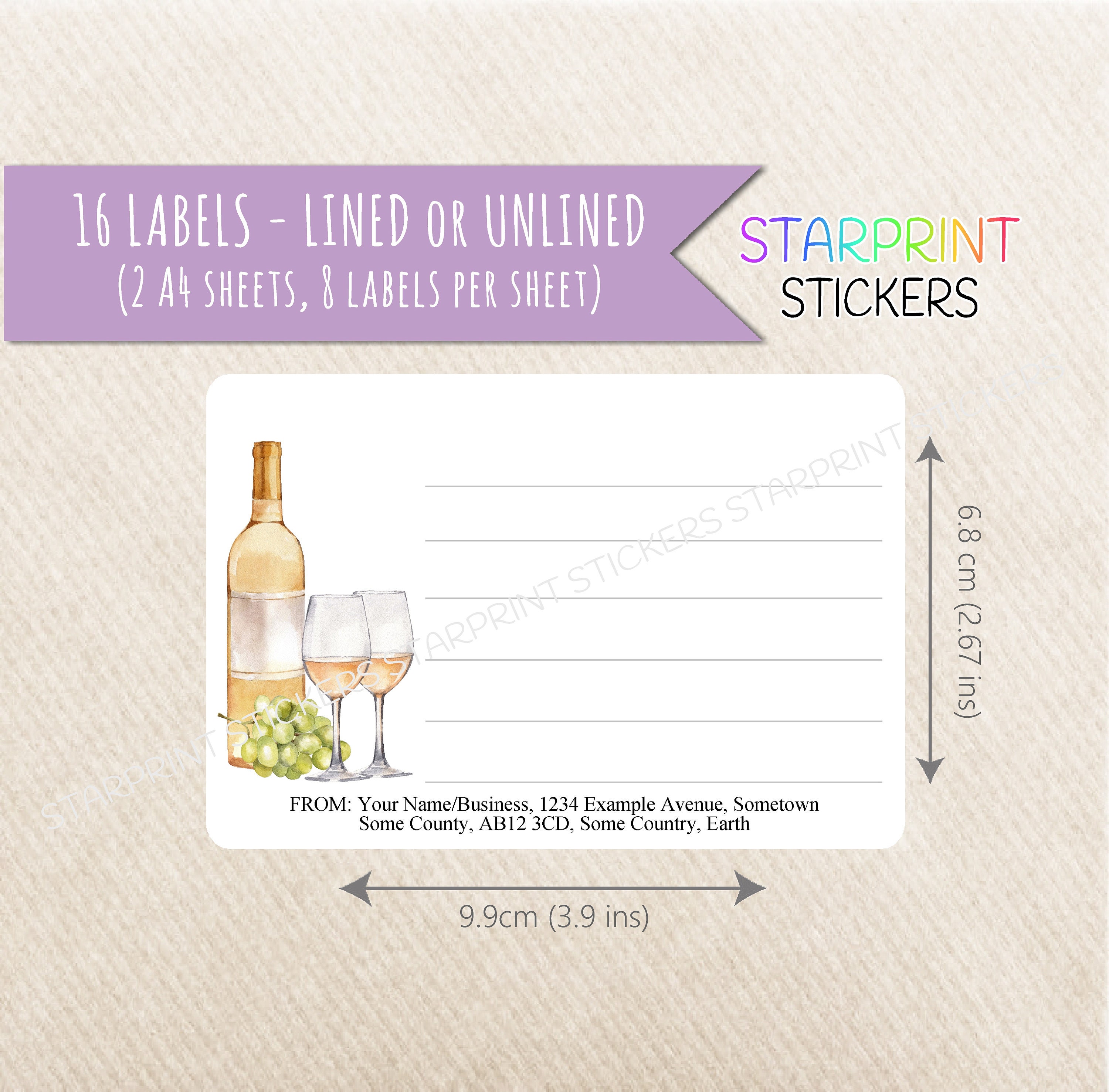 White Wine Labels, 16 Letterbox Stickers (2 A4 Sheets), Personalised  'return Address' Option, Fun Please Deliver To/product Labels Shipping -  Etsy, image size:3000x2955