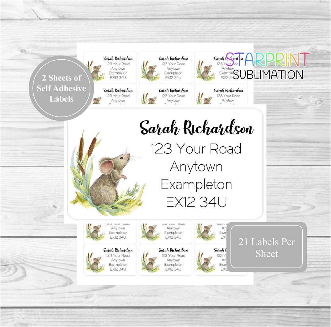 Mouse Label. Tags Mouse Personalised Address Labels, 42 Custom Self Adhesive Return ...