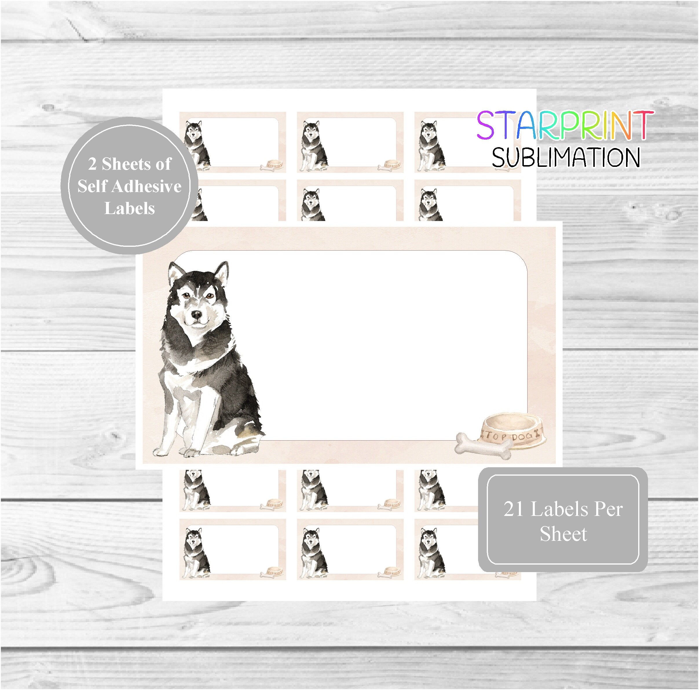 Alaskan Malamute Dog Stickers/Labels For Envelope Seals/Party Bags/Labelling Alaskan Malamute Dog Stickers/Labels For Envelope Seals/Party Bags/Labelling