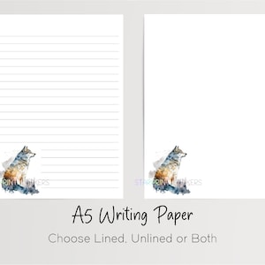 Wolf-briefpapier, A5-formaat, 10 vellen gelinieerd/ongevoerd, notitiepapier Wolves, briefpapier, schrijfset voor brieven