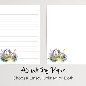 Country Cottage briefpapier A5, 10 vellen met of zonder envelop, gelinieerd/ongevoerd, notitiepapier, schrijfwaren voor pen, briefpapier, set