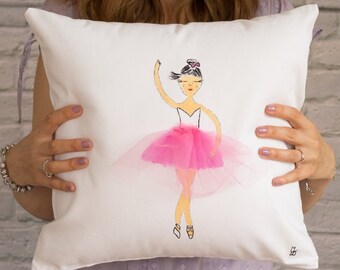 Ballerina Pillow Cover white cover Pillow for girls BALLERINA Nursery