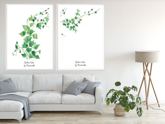 Ivy Watercolor Painting Kitchen Wall Decor Green Wall Art Etsy Ivy Watercolor Painting Kitchen Wall Decor Green Wall Art Etsy