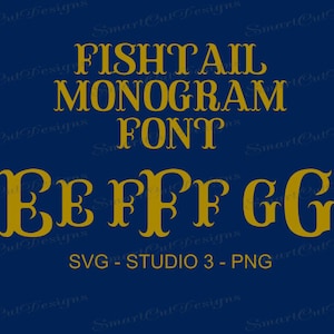 Round Fishtail Monogram Font Svg And Silhouette Studio Cut Files For Cricut Silhouette Cameo And Curio Scan N Cut And Iron On Letters