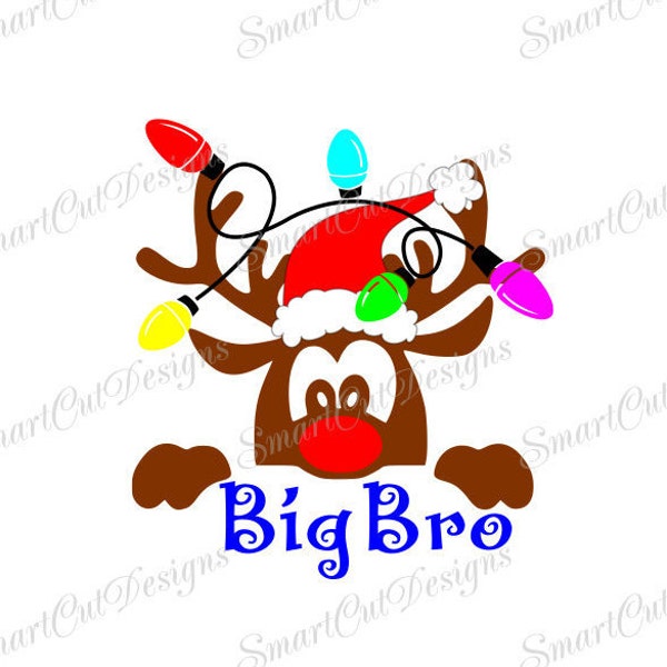 Big Bro Christmas Reindeer Svg Big Brother Christmas Iron On Big Bro Christmas T-Shirt  Cut Fle For Cricut Cameo Scan N Cut