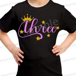 3rd Birthday Svg Birthday Princess Svg 3 Birthday Svg Three Svg Crown Svg Birthday Svg File For Cricut Cameo Scan N Cut Curio Dxf File