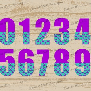 Mermaid Numbers 0-9 Svg, Mermaid Scales Svg, Birthday Numbers Svg, Birthday Svg, Cricut Svg, Cameo Dxf, Silhouette Svg, Scan N Cut File