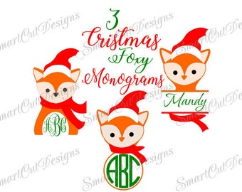 Christmas Svg Christmas Kids Monogram Svg Christmas Fox Svg Fox Svg Woodland Animals Svg Cut Files For Cricut Scan N Cut Silhouette File